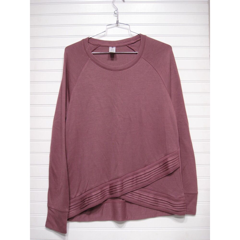 Active Life Womens Long-Sleeve Tunic Pullover Crew Neck Burgundy Size XL